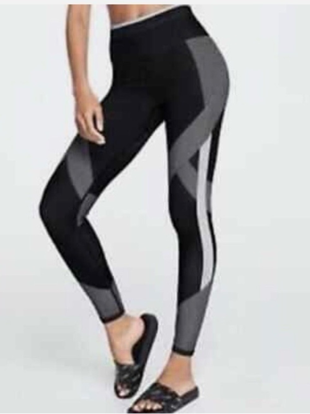 PINK Victoria's Secret Black & Gray Colorblock High-Waist Leggings